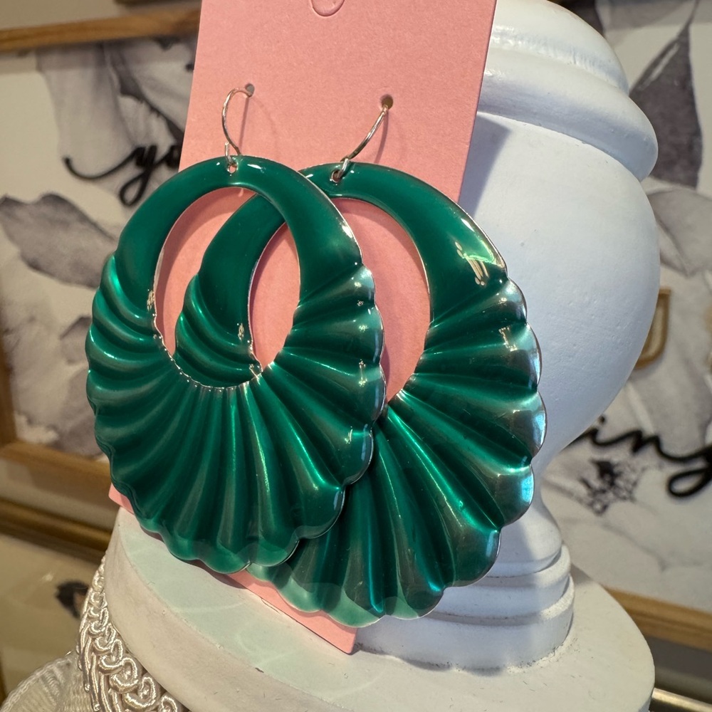 5 for $30 Teal Metal Hoop Dangle Earrings - Picture 3 of 5